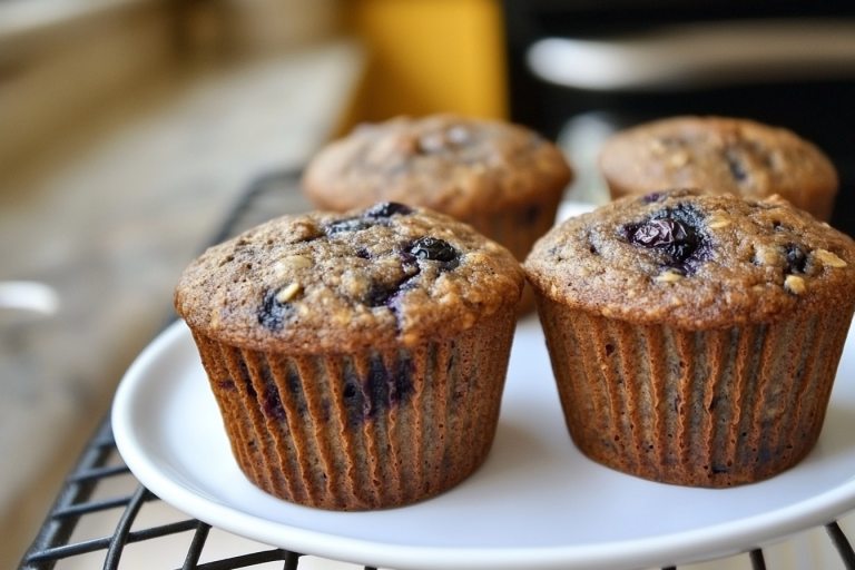 banana blueberry oatmeal muffins